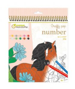 AVENUE MANDARINE - GRAFFY POP - CAHIER À COLORIER PAR NUMÉROS CHEVAUX